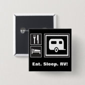 Eet. Slaap. Rv! Vierkante Button 5,1 Cm (Voorkant /achterkant)