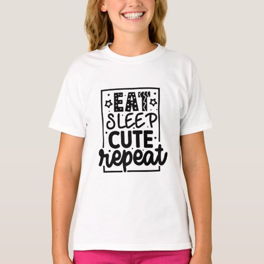Eet slaap schattig herhalen t-shirt (Voorkant)