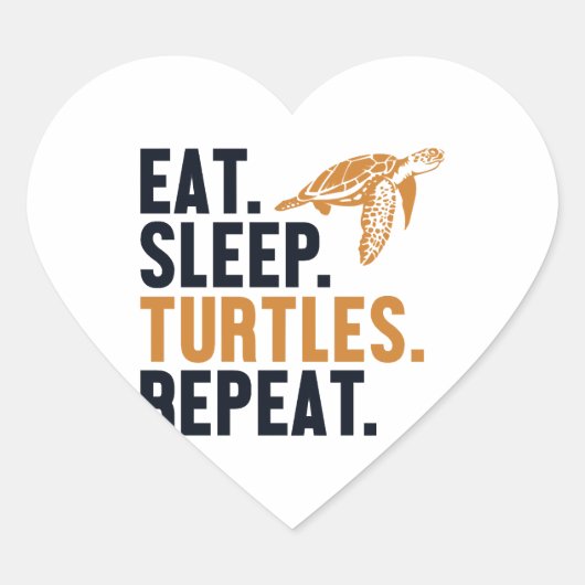 Eet slaap schildpadden Herhaal schildpad geschilde Hart Sticker (Voorkant)