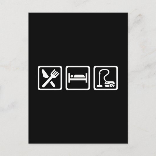 Eet slaap schoon briefkaart (Voorkant)