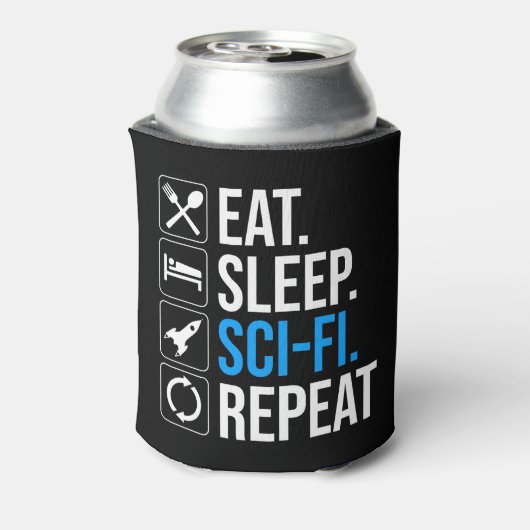 Eet slaap Sci-Fi Herhaal Blikjeskoeler (Blikje Achterkant)