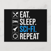 Eet slaap Sci-Fi Herhaal Briefkaart (Voorkant)