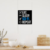 Eet slaap Sci-Fi Herhaal Poster (Keuken)