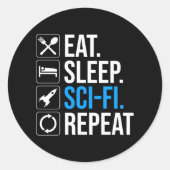 Eet slaap Sci-Fi Herhaal Ronde Sticker (Voorkant)