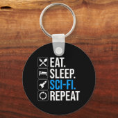Eet slaap Sci-Fi Herhaal Sleutelhanger (Voorkant)