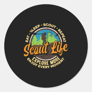 Eet Slaap Scout Herhaal - Beste Scout Life Hiking Ronde Sticker