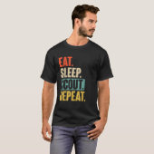 Eet Slaap Scout Herhaal Retro Scouting T-shirt (Voorkant volledig)
