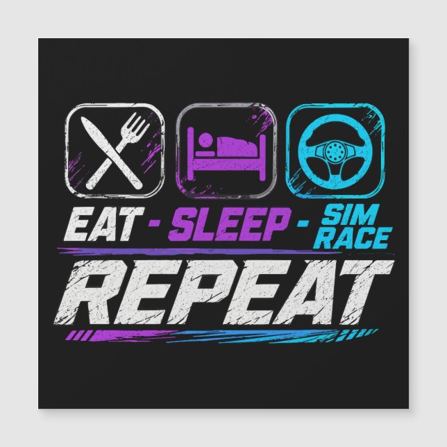 Eet slaap sim race herhaal voor sim racing fans (Voorkant)