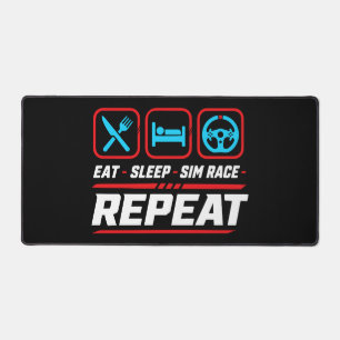 Eet slaap sim race herhaal voor sim racing fans bureaumat