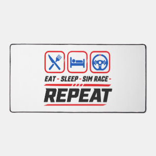 Eet slaap sim race herhaal voor sim racing fans bureaumat