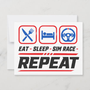 Eet slaap sim race herhaal voor sim racing fans kaart