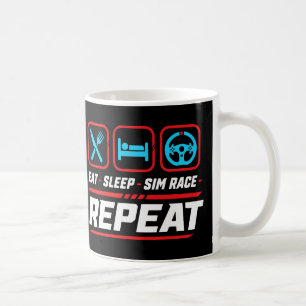 Eet slaap sim race herhaal voor sim racing fans koffiemok