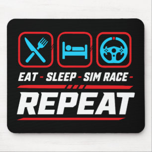 Eet slaap sim race herhaal voor sim racing fans muismat