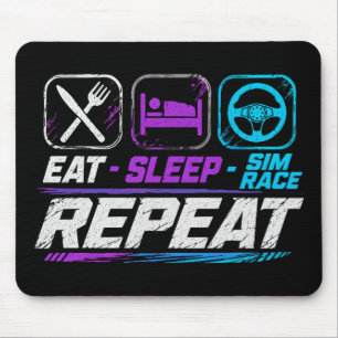 Eet slaap sim race herhaal voor sim racing fans muismat