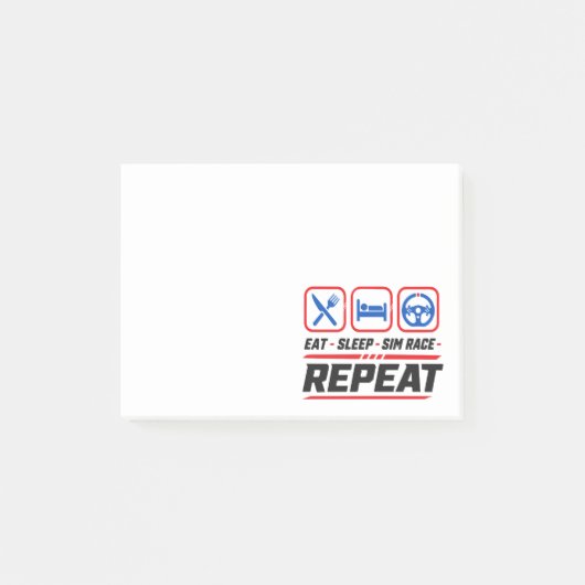 Eet slaap sim race herhaal voor sim racing fans post-it® notes (Voorkant)