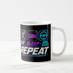 Eet slaap sim raceer herhaal voor sim racing fans koffiemok