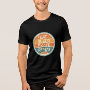 Eet Slaap Skate Herhaal Retro Skateboard Tri-Blend Shirt