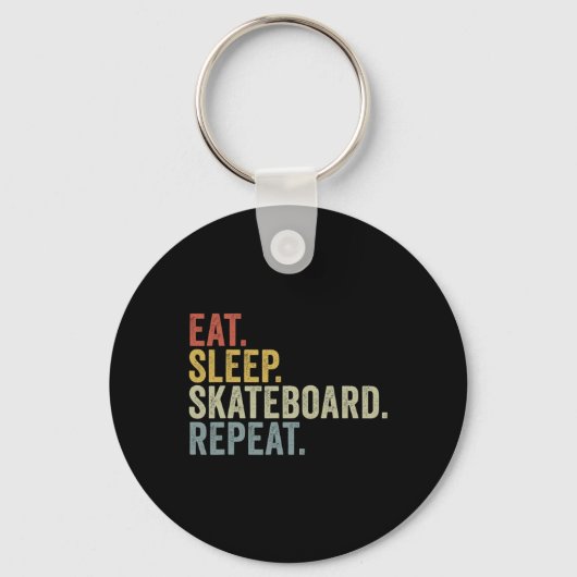 Eet Slaap Skateboard Herhaal Grappig Skateboarden Sleutelhanger (Voorkant)