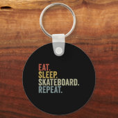 Eet Slaap Skateboard Herhaal Grappig Skateboarden Sleutelhanger (Voorkant)