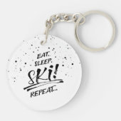 Eet Slaap Ski Herhaal Acryl Sleutelhanger (Achterkant)