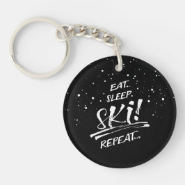 Eet Slaap Ski Herhaal Acryl Sleutelhanger