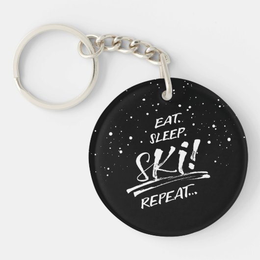 Eet Slaap Ski Herhaal Acryl Sleutelhanger (Voorkant)