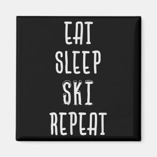 Eet Slaap Ski Herhaal Grappig Skiën Skier Gift Magneet