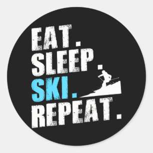 Eet Slaap Ski Herhaal Skiën Downhill Piste Ski Ronde Sticker