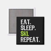Eet Slaap Ski Herhaal Skiën Lover Leuk Magneet (Voorkant / Achterkant)