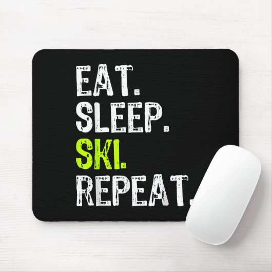 Eet Slaap Ski Herhaal Skiën Lover Leuk Muismat (Met muis)