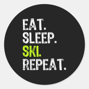 Eet Slaap Ski Herhaal Skiën Lover Leuk Ronde Sticker