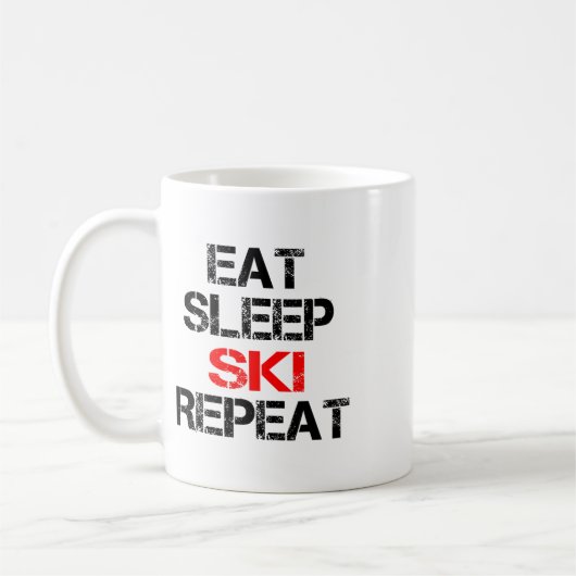 Eet Slaap Ski Herhaal Winter Mountains Skiing Lodg Koffiemok (Links)