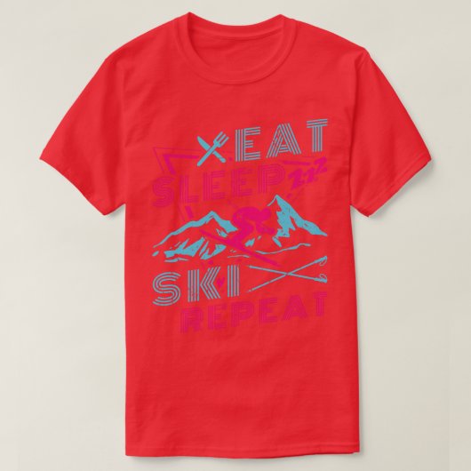 Eet Slaap Ski Retro 90s 80s Outfit Skiën T-shirt (Design voorkant)