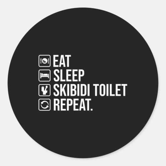 Eet Slaap Skibidi Toilet Herhaal Grappig Skibidi T Ronde Sticker (Voorkant)