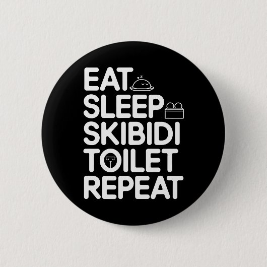 Eet Slaap Skibidi Toilet Herhaal Grappige Meme  Ronde Button 5,7 Cm (Voorkant)