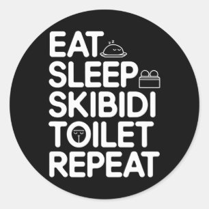 Eet Slaap Skibidi Toilet Herhaal Grappige Meme Ronde Sticker