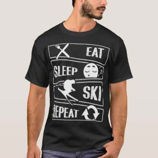 Eet Slaap Skiën Herhaal Skiën Grappig skiën T-shirt