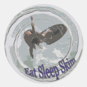 Eet, slaap, skim ronde sticker