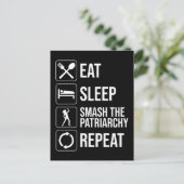 Eet. Slaap. Sla het patriarchaat kapot. Herhaal Briefkaart (Staand voorkant)