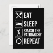 Eet. Slaap. Sla het patriarchaat kapot. Herhaal Briefkaart (Voorkant / Achterkant)
