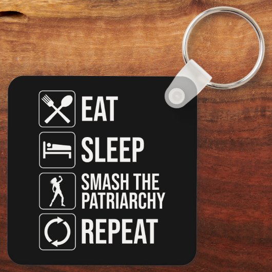 Eet. Slaap. Sla het patriarchaat kapot. Herhaal Sleutelhanger (Achterkant)