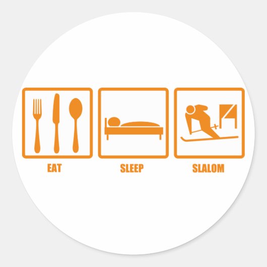 Eet slaap slalom ronde sticker (Voorkant)
