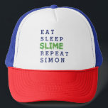 Eet, slaap, slijm, herhaal gooey trucker pet<br><div class="desc">Eet,  slaap,  slijm,  herhaal,  het perfecte cadeau voor de slijmliefhebber in je leven. Ideaal voor meisjes,  jongens en tweens. Als uw kinderen zijn altijd op zoek naar lijm,  glitter en activator voor slijm maken benodigdheden dit zou de perfecte puinhoop gratis verjaardag of kerstcadeau voor u.</div>
