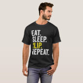 Eet slaap slip Herhaal cricket T-shirt (Voorkant volledig)
