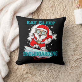Eet Slaap Snowboarden Herhaal Kerstfeest Koel Kussen