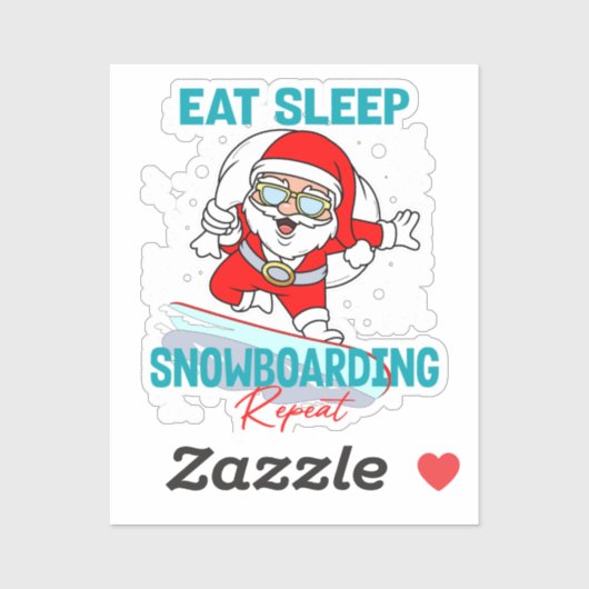 Eet Slaap Snowboarden Herhaal Kerstfeest Koel Sticker (Vel)