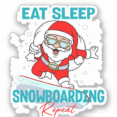 Eet Slaap Snowboarden Herhaal Kerstfeest Koel Sticker (Voorkant)