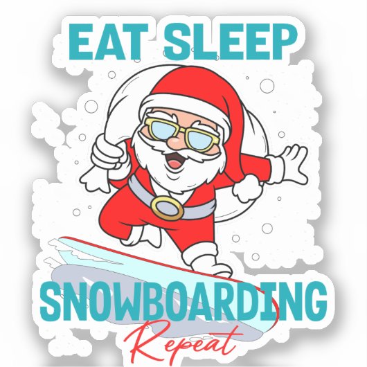 Eet Slaap Snowboarden Herhaal Kerstfeest Koel Sticker (Voorkant)