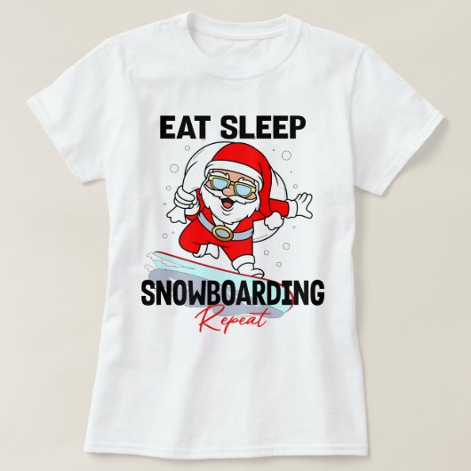 Eet Slaap Snowboarden Herhaal Kerstfeest Koel T-shirt (Design voorkant)