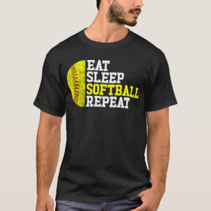 Eet Slaap Softbal Herhaal Snelle Pitch Meisjes Sof T-shirt